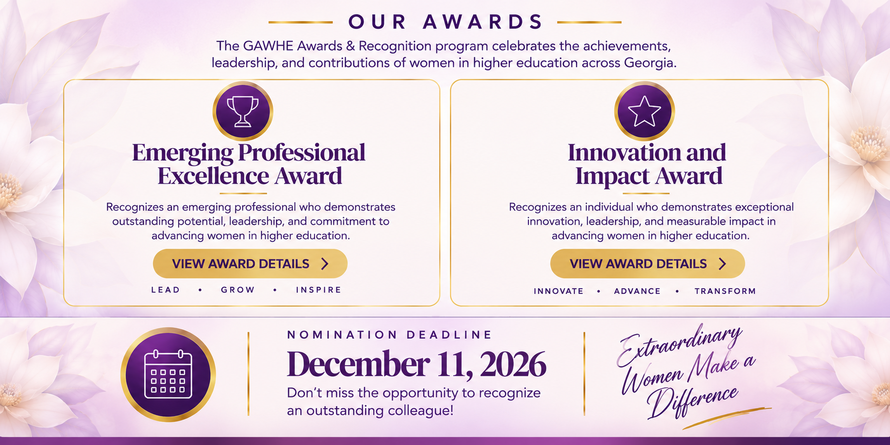 GAWHE Awards and Recognition awards and nomination deadline